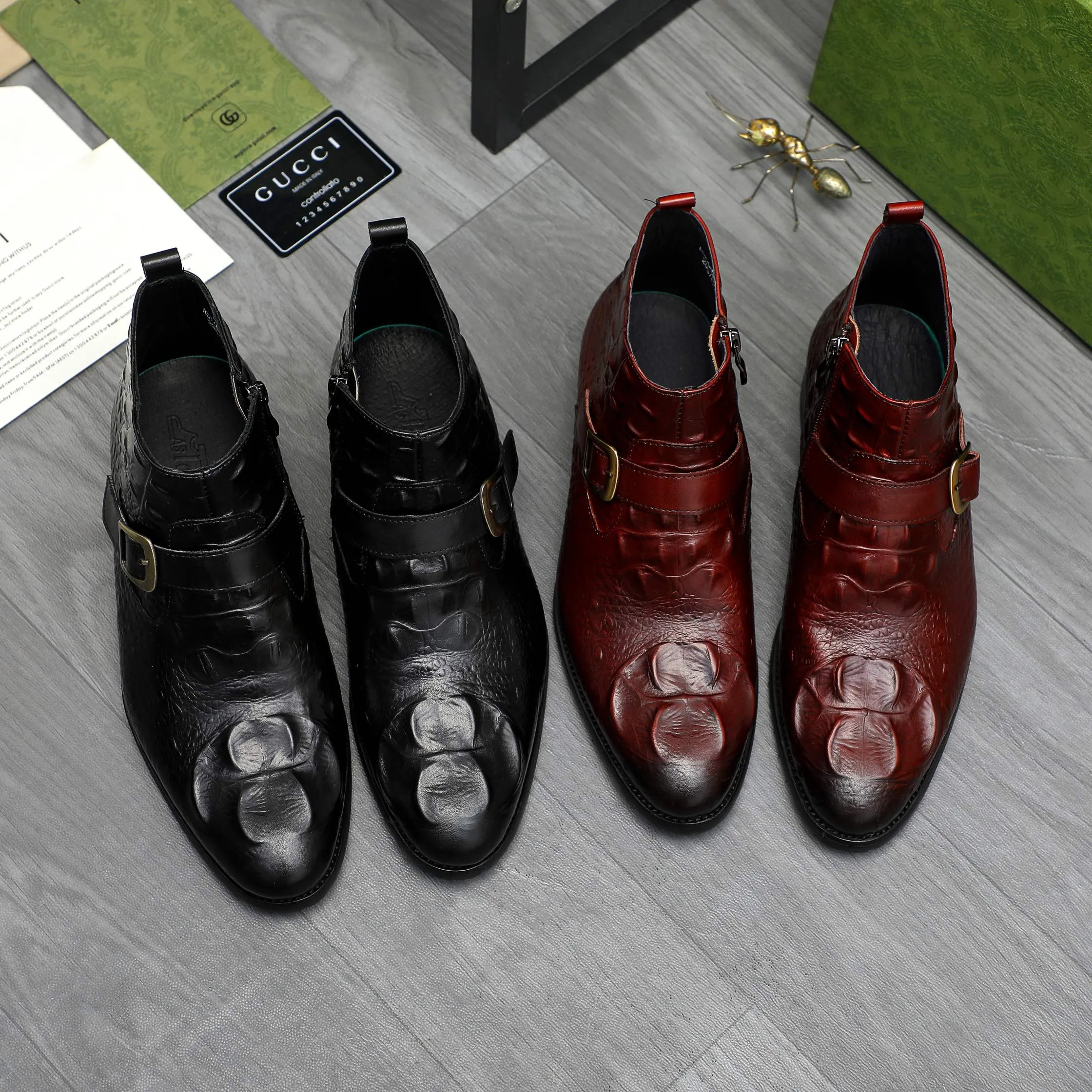 Men's shoes 💰p620 Product trademark: GUCCI "Gucci" high-top business leather shoes Regular size: 37-46 (37.46 is custom-made and non-returnable) Product materials: Selected crocodile pattern cowhide upper, pigskin lining, rubber outsole
